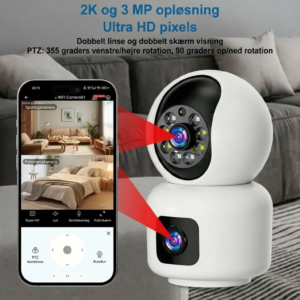 3 MP 2K smart sikkerhedskamera, babyovervågning og kæledyrskamera, farve nattsyn, bevægelsesregistrering, nem montering, cloud-/SD-lagring