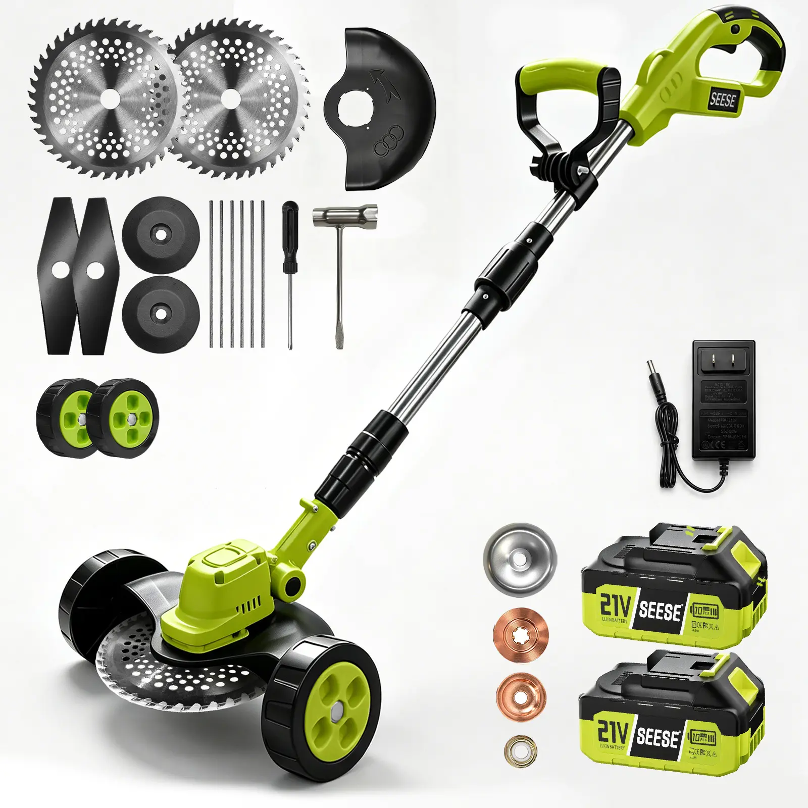 SEESE 3-in-1 Cordless Lawn Mower | 21V Battery Kit β Trimmer, Edger & Mower Combo, Lightweight for Small to Medium Yards