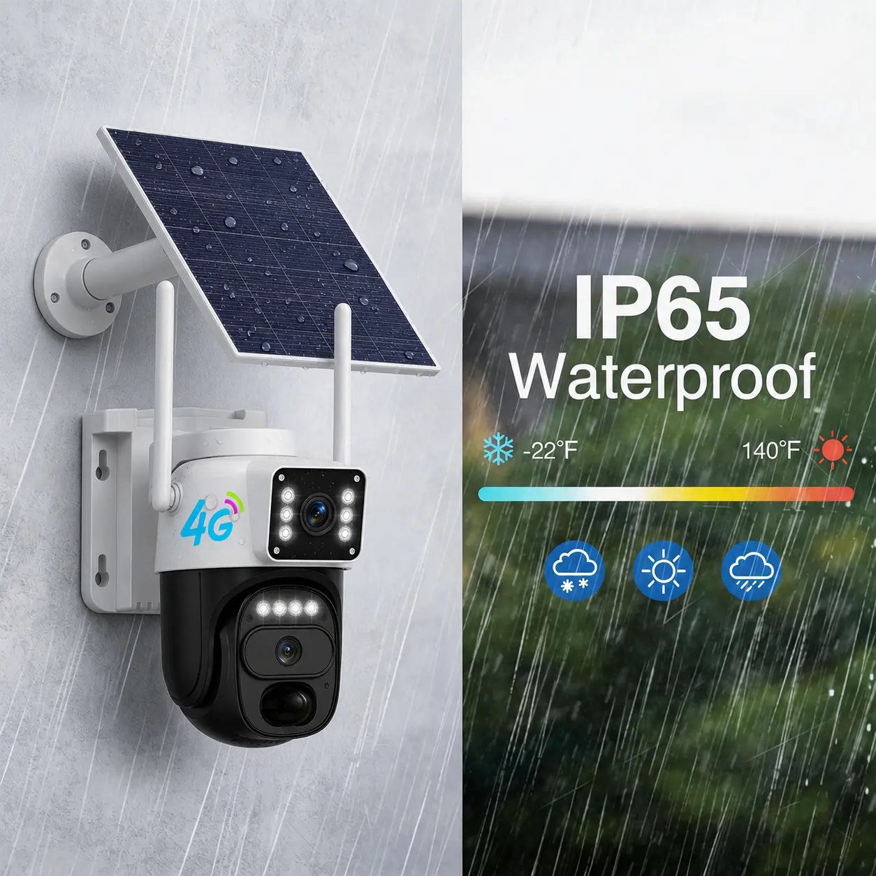 Hawkray 4G LTE Cellular Solar Security Camera Wireless Outdoor, No WiFi Solar Powered Camera, 360° Live View, 2K Color Night Vision, PIR Motion Sensor, 2 Way Talk, Built in SIM Card - Image 3