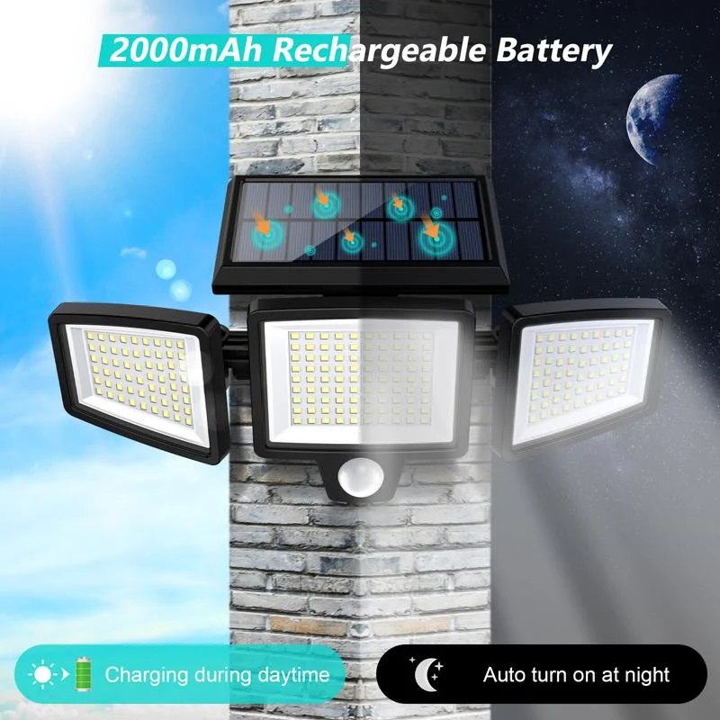 Tuffenough Solar Outdoor Security Light | 2500LM 210LED 3-Head Adjustable β IP65 Waterproof, 3 Modes, Ideal for Yard, Driveway, Shed & Farm - Image 2
