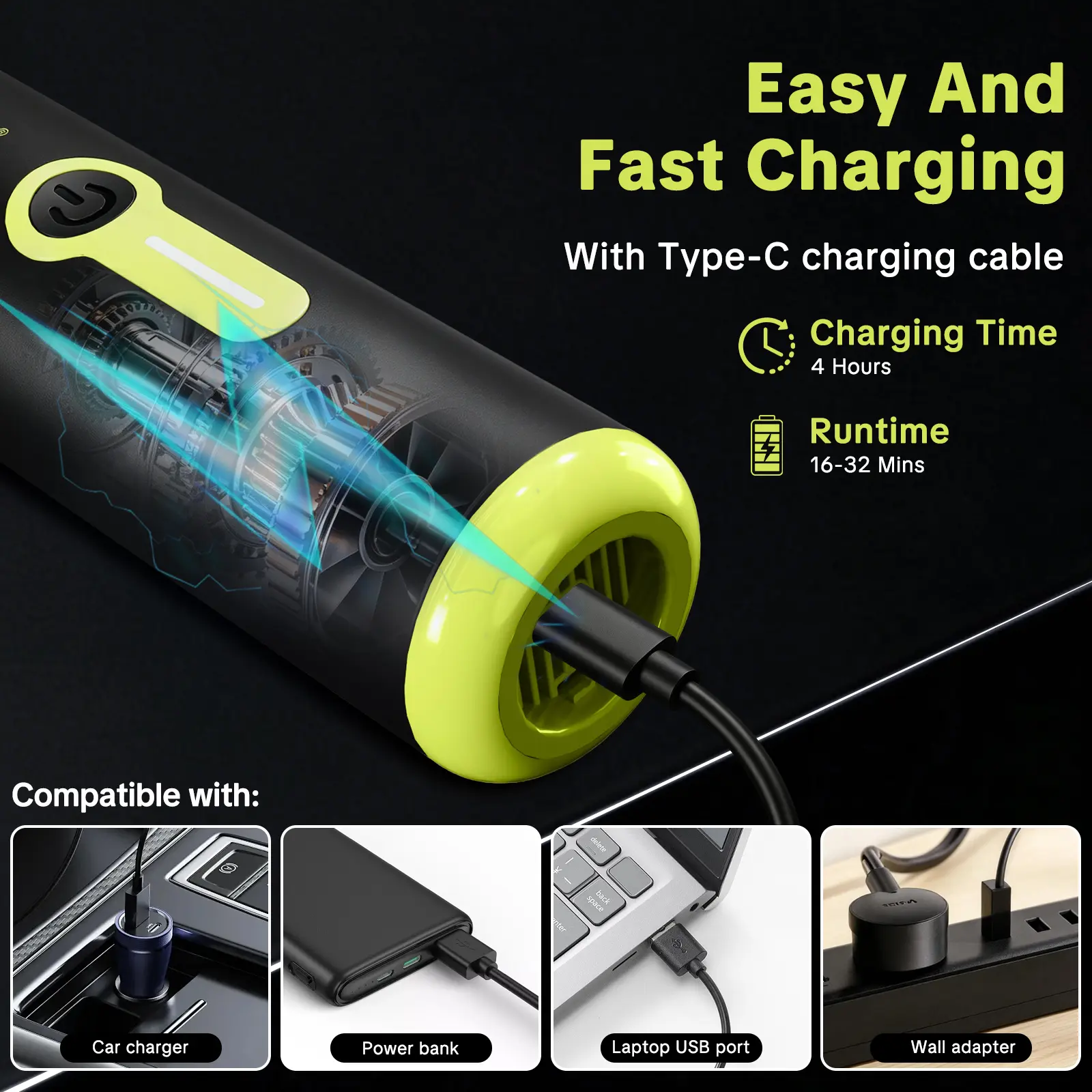 SEESE Car Vacuum Portable Cordless, 20000Pa 2 in 1 Vacuum Cleaner&Air Duster, 100W Brushless Motor Handheld Vacuum Cordless with 6000mAh Battery, Multi-Nozzles for Car, Home, Office, Pet - Image 3